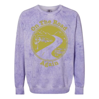 On The Road Again Vacation Camping Road Trip Colorblast Crewneck Sweatshirt