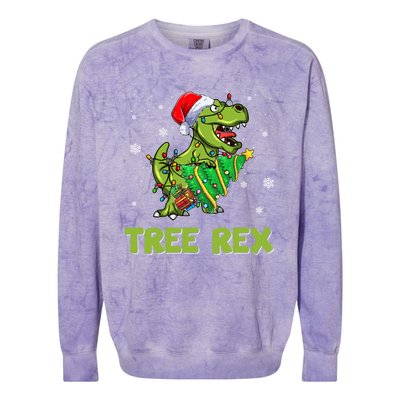 Ojzm Tree Rex Dinosaur Christmas Pajama Merry Xmas Gift Colorblast Crewneck Sweatshirt