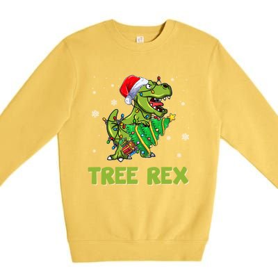 Ojzm Tree Rex Dinosaur Christmas Pajama Merry Xmas Gift Premium Crewneck Sweatshirt