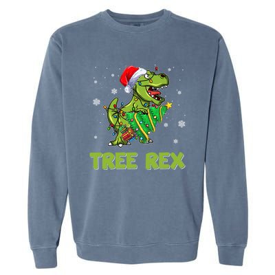 Ojzm Tree Rex Dinosaur Christmas Pajama Merry Xmas Gift Garment-Dyed Sweatshirt