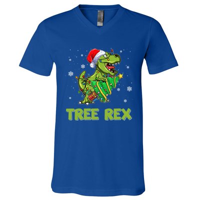 Ojzm Tree Rex Dinosaur Christmas Pajama Merry Xmas Gift V-Neck T-Shirt