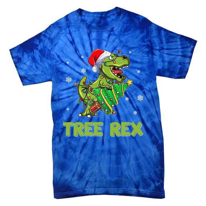 Ojzm Tree Rex Dinosaur Christmas Pajama Merry Xmas Gift Tie-Dye T-Shirt