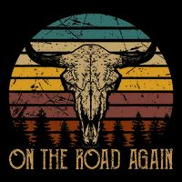 On The Road Again Outlaws Music Bull Skull Love Cowboy Boots Drawstring Bag