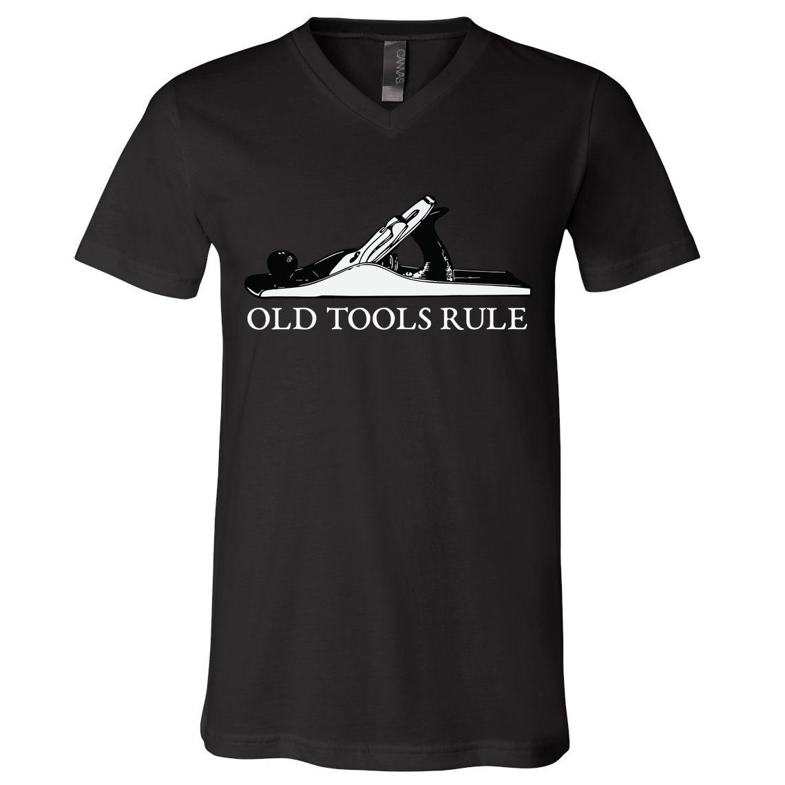 OLD TOOLS RULE HAND PLANE WOODWORKING MAN CAVE V-Neck T-Shirt