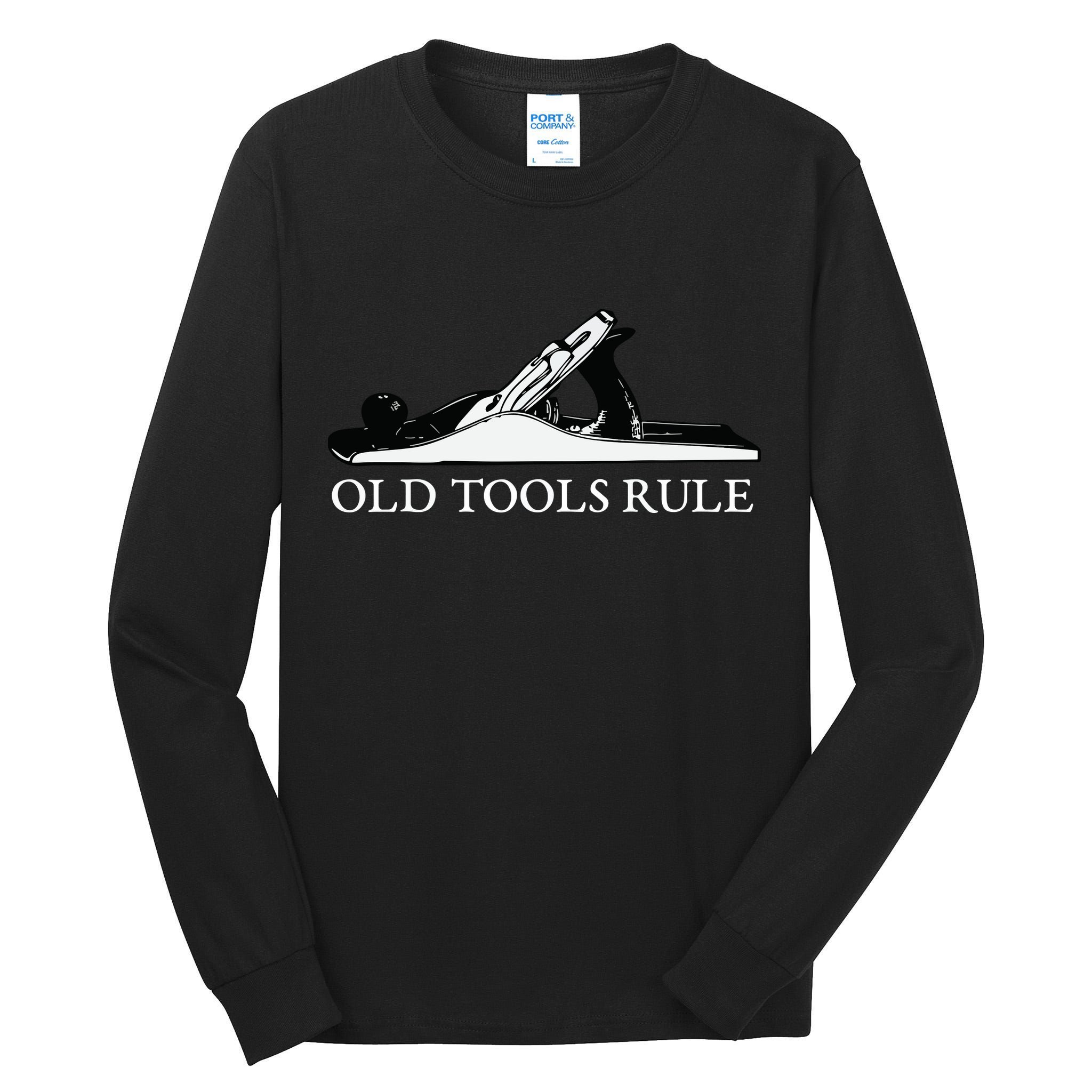 OLD TOOLS RULE HAND PLANE WOODWORKING MAN CAVE Tall Long Sleeve T-Shirt
