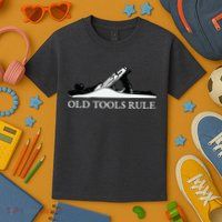 OLD TOOLS RULE HAND PLANE WOODWORKING MAN CAVE Kids T-Shirt
