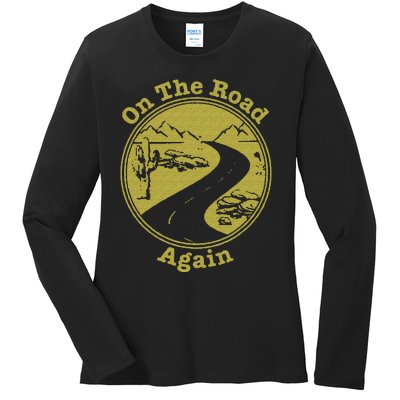 On The Road Again Vacation Camping Road Trip Ladies Long Sleeve Shirt