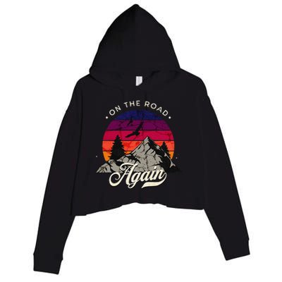 On The Road Again Vintage Wilderness Adventure Crop Fleece Hoodie