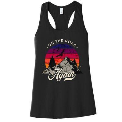 On The Road Again Vintage Wilderness Adventure Women's Racerback Tank