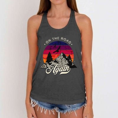 On The Road Again Vintage Wilderness Adventure Women's Knotted Racerback Tank