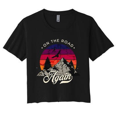 On The Road Again Vintage Wilderness Adventure Women's Crop Top Tee