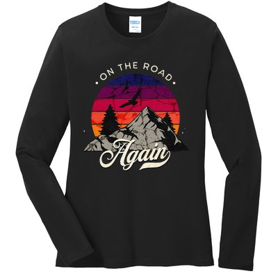 On The Road Again Vintage Wilderness Adventure Ladies Long Sleeve Shirt