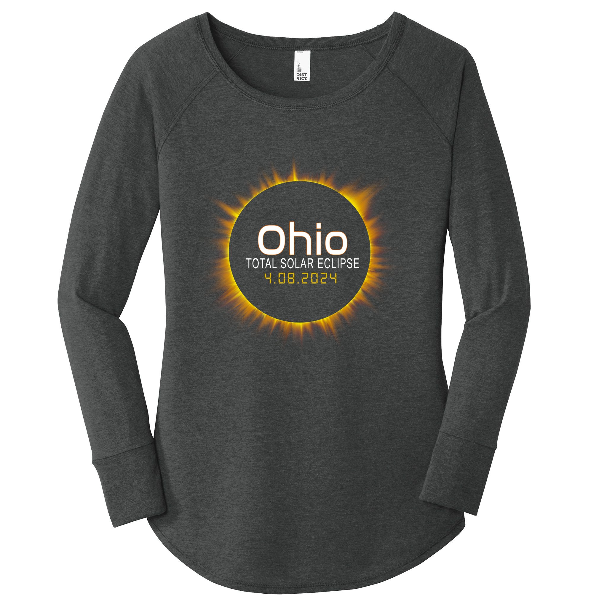 Ohio Total Solar Eclipse April 8 2024 Women's Perfect Tri Tunic Long Sleeve Shirt