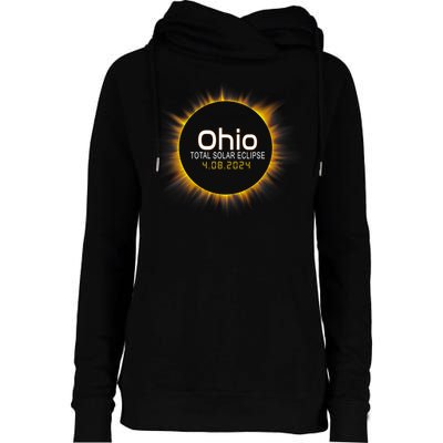 Ohio Total Solar Eclipse April 8 2024 Womens Funnel Neck Pullover Hood