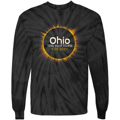 Ohio Total Solar Eclipse April 8 2024 Tie-Dye Long Sleeve Shirt
