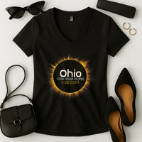 Ohio Total Solar Eclipse April 8 2024 Women's V-Neck T-Shirt