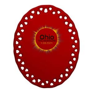 Ohio Total Solar Eclipse April 8 2024 Ceramic Oval Ornament