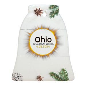 Ohio Total Solar Eclipse April 8 2024 Ceramic Bell Ornament