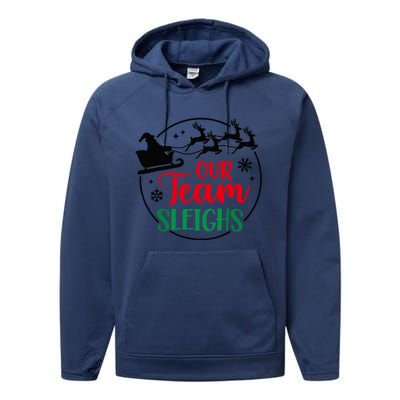 Our Team Sleighs Christmas Family Pajama Xmas Holiday Performance Fleece Hoodie