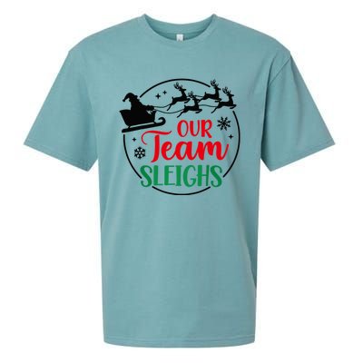 Our Team Sleighs Christmas Family Pajama Xmas Holiday Sueded Cloud Jersey T-Shirt