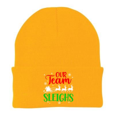 Our Team Sleighs Christmas Family Pajama Xmas Holiday Knit Cap Winter Beanie