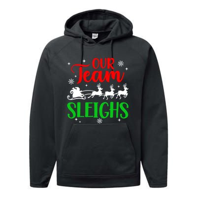 Our Team Sleighs Christmas Family Pajama Xmas Holiday Performance Fleece Hoodie