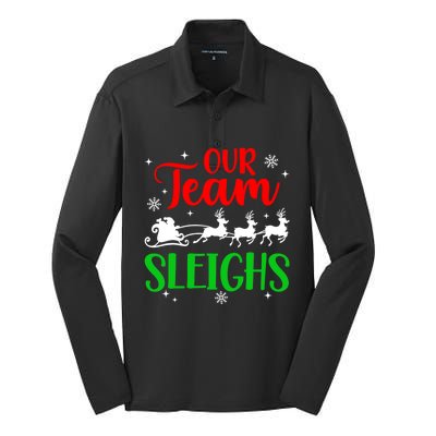 Our Team Sleighs Christmas Family Pajama Xmas Holiday Silk Touch Performance Long Sleeve Polo