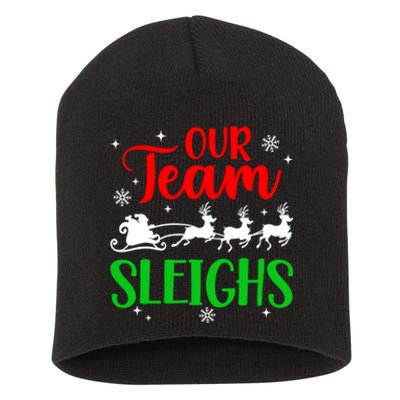 Our Team Sleighs Christmas Family Pajama Xmas Holiday Short Acrylic Beanie