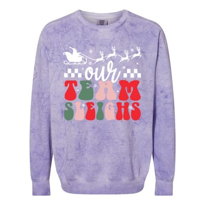 Our Team Sleighs Christmas Family Pajama Xmas Holiday Colorblast Crewneck Sweatshirt