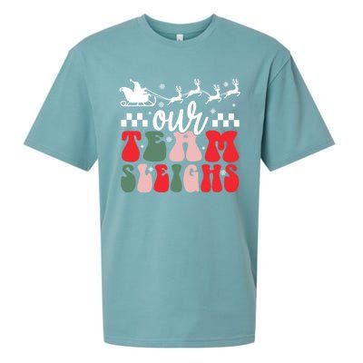 Our Team Sleighs Christmas Family Pajama Xmas Holiday Sueded Cloud Jersey T-Shirt