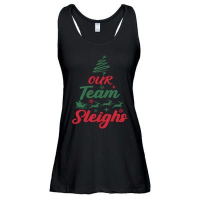 Our Team Sleighs Christmas Family Pajama Xmas Holiday Ladies Essential Flowy Tank