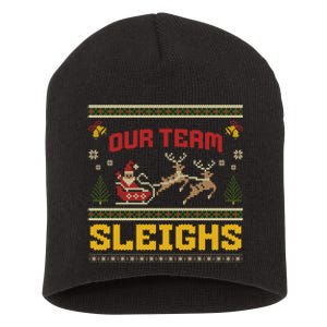 Our Team Sleighs Christmas Family Ugly Pajama Xmas Holiday Short Acrylic Beanie