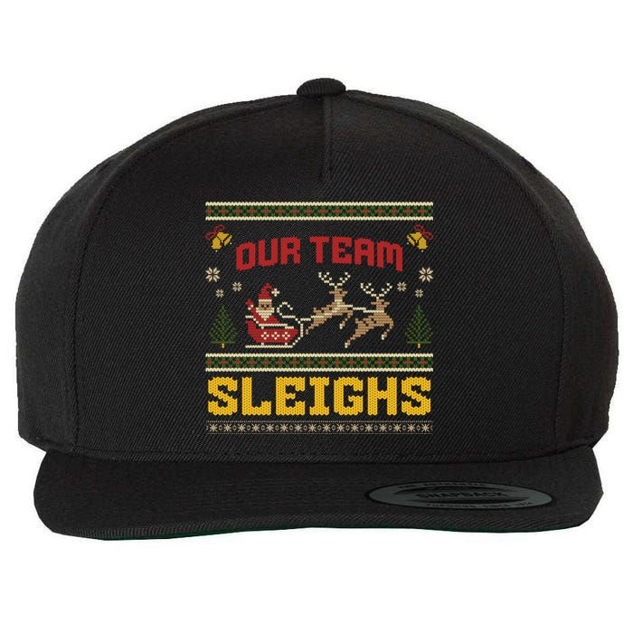 Our Team Sleighs Christmas Family Ugly Pajama Xmas Holiday Wool Snapback Cap