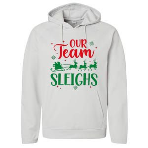 Our Team Sleighs Christmas Santa Reindeers Office Staff Performance Fleece Hoodie