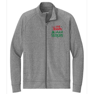 Our Team Sleighs Christmas Santa Reindeers Office Staff Stretch Full-Zip Cadet Jacket