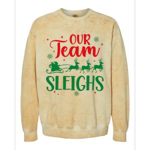 Our Team Sleighs Christmas Santa Reindeers Office Staff Colorblast Crewneck Sweatshirt