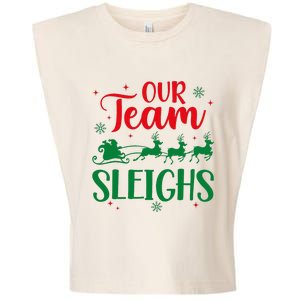 Our Team Sleighs Christmas Santa Reindeers Office Staff Garment-Dyed Women's Muscle Tee