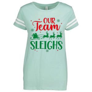 Our Team Sleighs Christmas Santa Reindeers Office Staff Enza Ladies Jersey Football T-Shirt