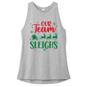 Our Team Sleighs Christmas Santa Reindeers Office Staff Ladies PosiCharge Tri-Blend Wicking Tank