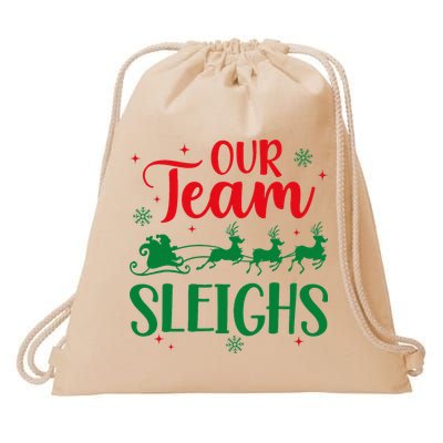 Our Team Sleighs Christmas Santa Reindeers Office Staff Drawstring Bag