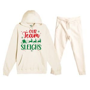 Our Team Sleighs Christmas Santa Reindeers Office Staff Premium Hooded Sweatsuit Set