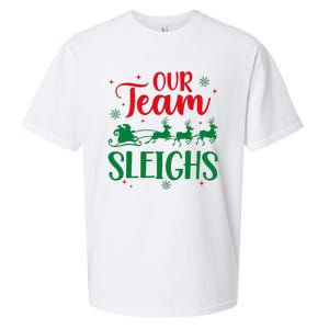 Our Team Sleighs Christmas Santa Reindeers Office Staff Sueded Cloud Jersey T-Shirt