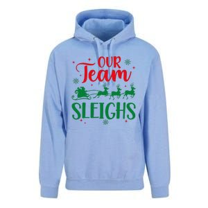 Our Team Sleighs Christmas Santa Reindeers Office Staff Unisex Surf Hoodie