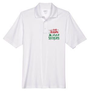 Our Team Sleighs Christmas Santa Reindeers Office Staff Men's Origin Performance Pique Polo