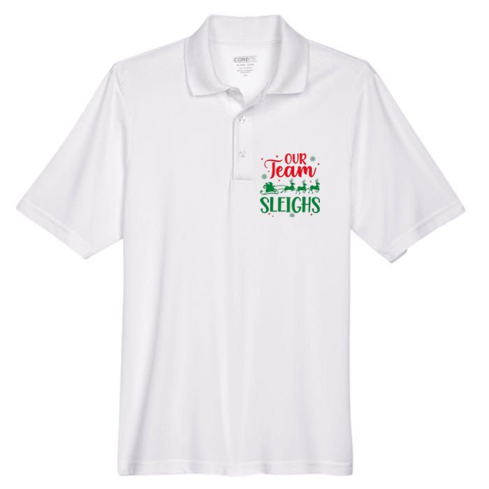 Our Team Sleighs Christmas Santa Reindeers Office Staff Men's Origin Performance Pique Polo