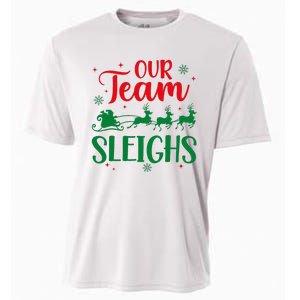 Our Team Sleighs Christmas Santa Reindeers Office Staff Cooling Performance Crew T-Shirt