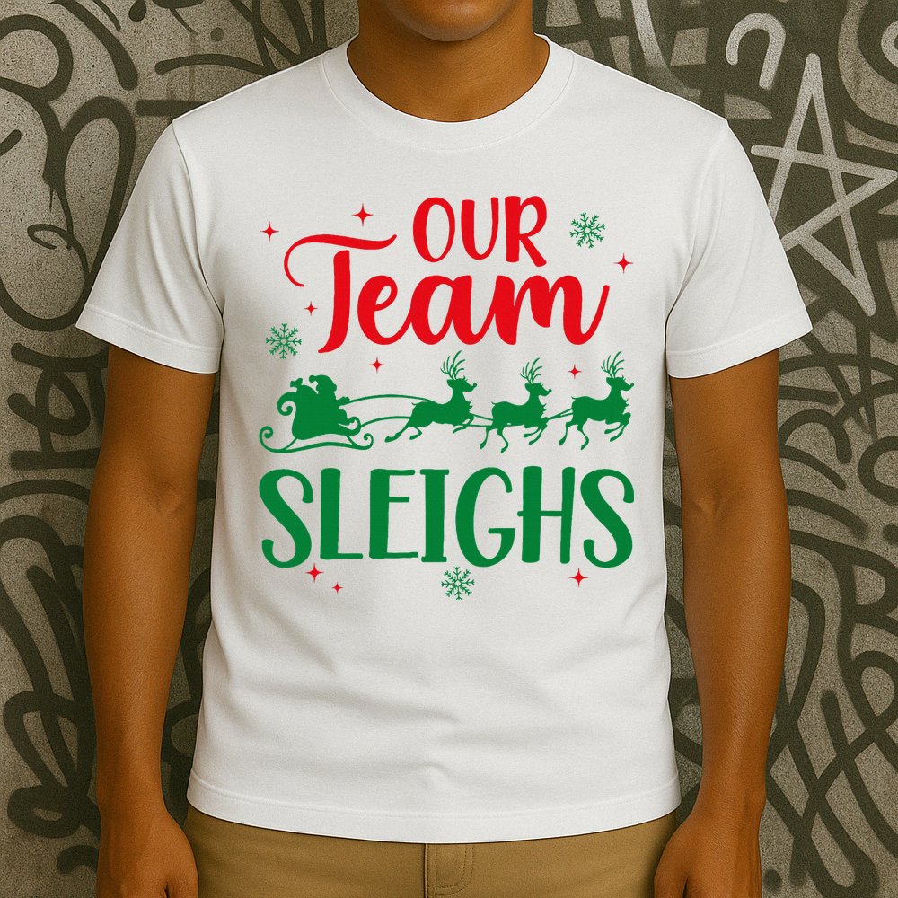 Our Team Sleighs Christmas Santa Reindeers Office Staff T-Shirt