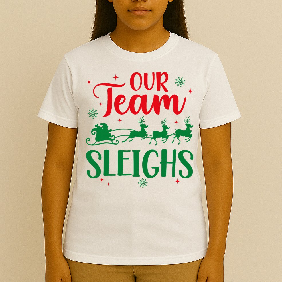 Our Team Sleighs Christmas Santa Reindeers Office Staff T-Shirt