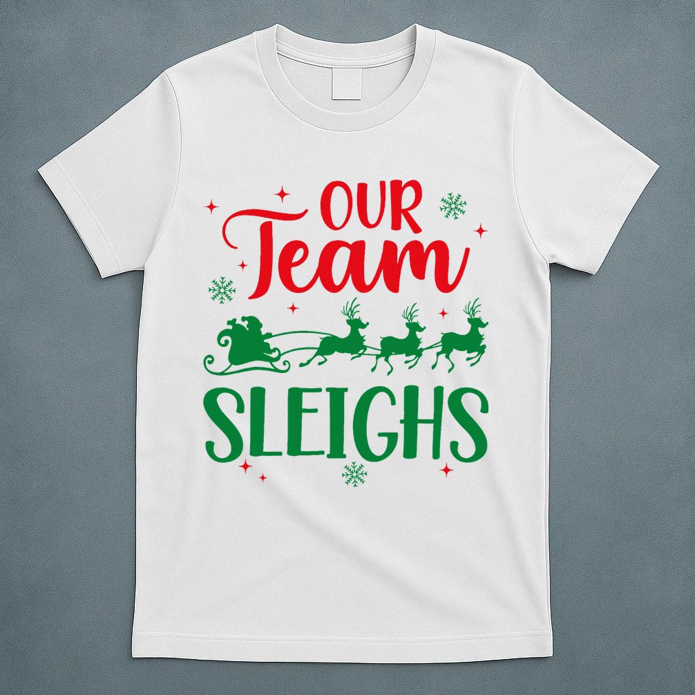 Our Team Sleighs Christmas Santa Reindeers Office Staff T-Shirt