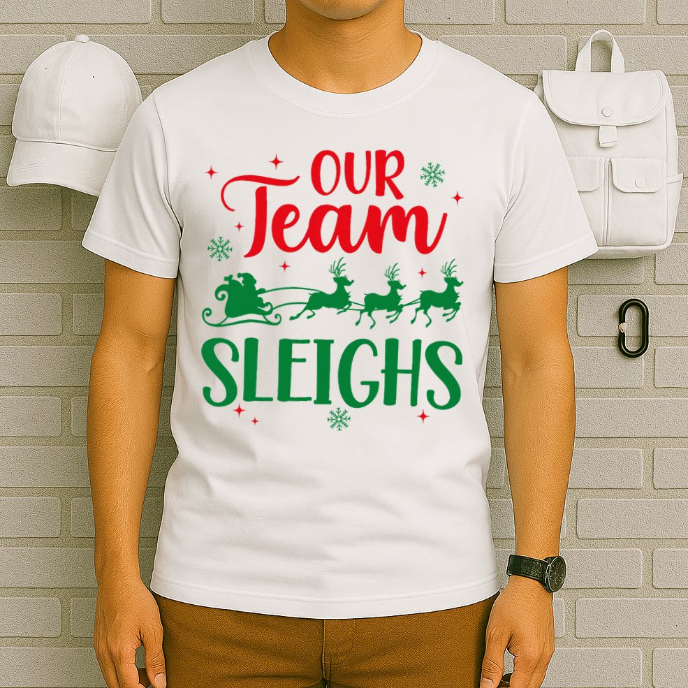 Our Team Sleighs Christmas Santa Reindeers Office Staff T-Shirt